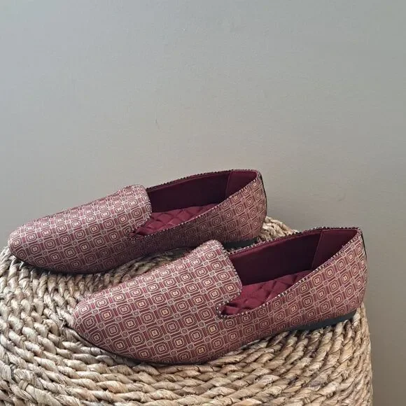 Birdies Womens‎ Starling Silky Formal Red Print Smoking Loafers Padded Size 12
